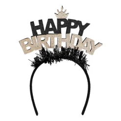 NEU Haarreif Happy Birthday, schwarz-gold