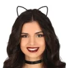 NEU Haarreif Katzenohren, schwarz, Metalloptik