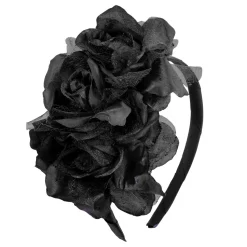 NEU Haarreif mit schwarzen Rosen und Glitter