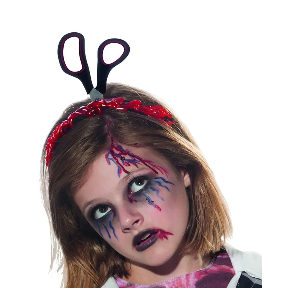 NEU Haarreif Schere im Kopf, blutiges Halloween-Accessoire, ca. 22cm