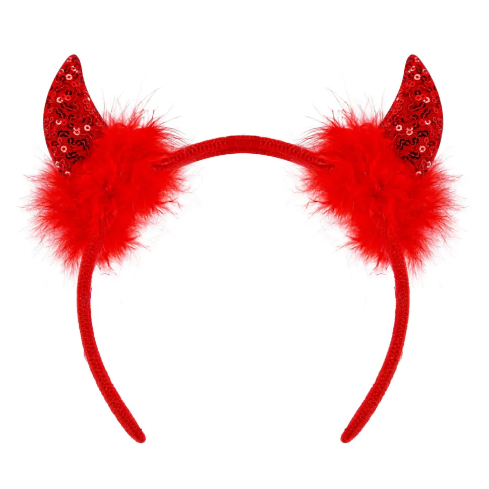 NEU Haarreif Teufelshörner mit Pailletten, rot