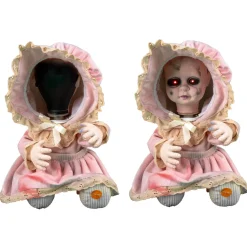 NEU Halloween-Deko-Figur Baby-Puppe Kopf weg, ca. 30cm, mit Sound und Bewegung