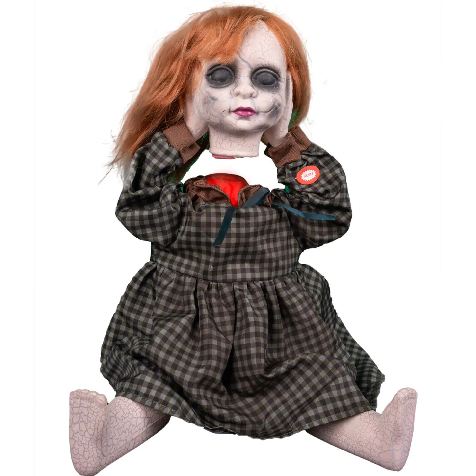 NEU Halloween-Deko-Figur Enthauptete Puppe, mit Licht, Sound und Bewegung, ca. 27,5cm