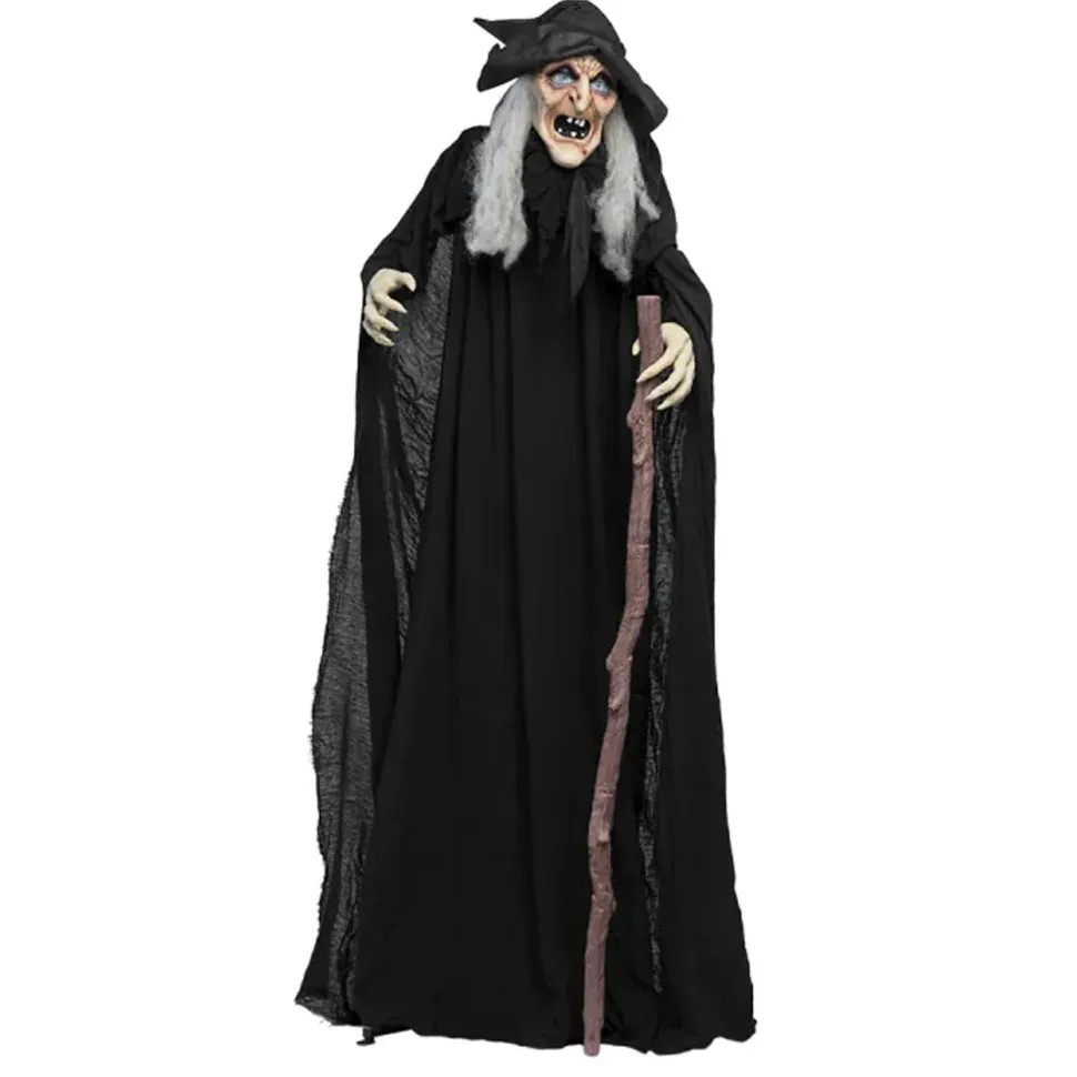 NEU Halloween-Deko-Figur Hexe Endora, 170cm, mit Bewegungs-, Licht- und Soundeffekten