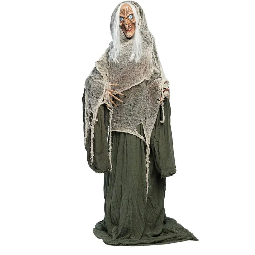 NEU Halloween-Deko-Figur Hexe Andromda, 153cm, mit Bewegungs-, Licht- und Soundeffekten