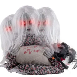 NEU Halloween-Deko-Figur Mädchen mit weinendem Baby, mit Licht, Sound und Bewegung, ca. 50 cm