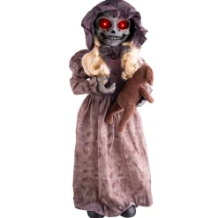 NEU Halloween-Deko-Figur Puppe mit drehendem Kopf, 95cm, mit Licht-, Sound- und Bewegungseffekt