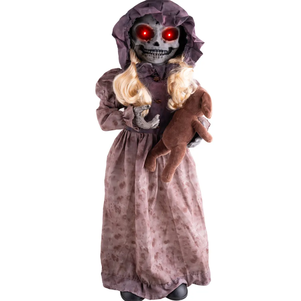 NEU Halloween-Deko-Figur Puppe mit drehendem Kopf, 95cm, mit Licht-, Sound- und Bewegungseffekt