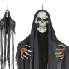 NEU Halloween Deko-Hängefigur Skelett mit Fetzen Tunika, ca. 210cm, mit Licht- und Sound-Effekt
