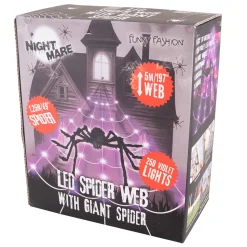 NEU Halloween-Deko LED-Spinnennetz mit Spinne, 5m