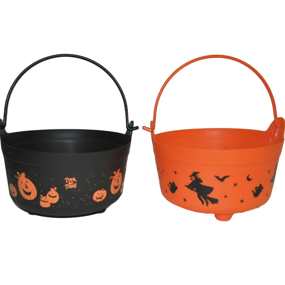 NEU Halloween-Eimer für Süßigkeiten, orange und schwarz sortiert, 1 Stk.