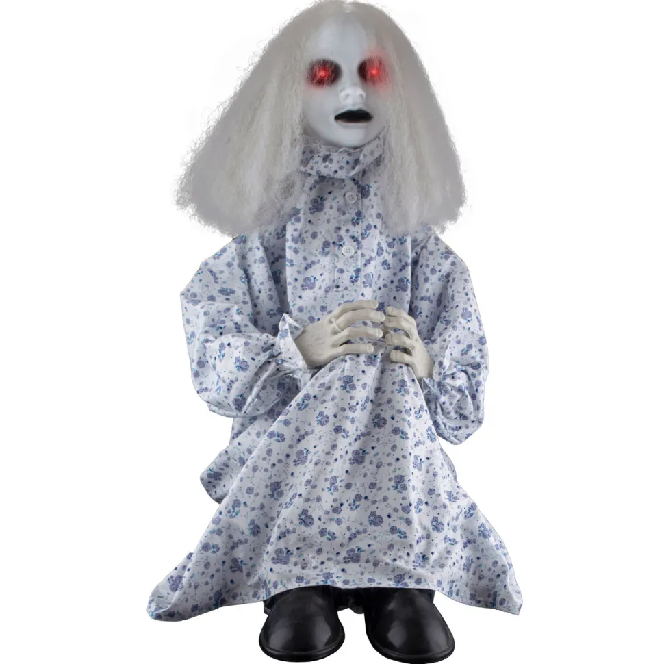 NEU Halloween Grusel-Puppe sitzend, mit Licht und Sound, 75 cm
