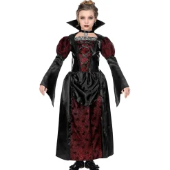 NEU Halloween-Kinderkostüm Vampirin, Schwarz-Bordeaux, Größe 116cm, Alter 4-5 Jahre