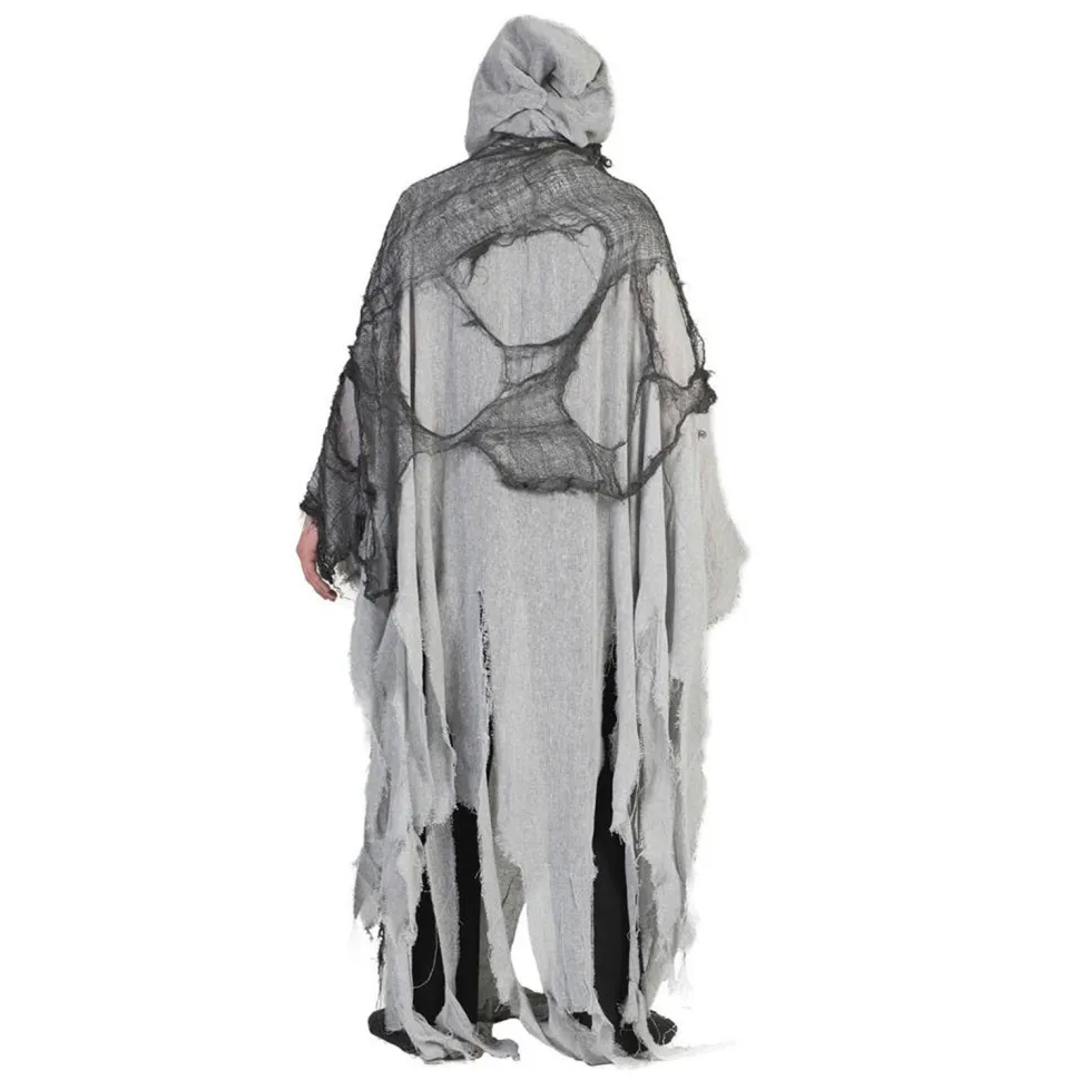 NEU Halloween-Kostüm Umhang Grauer Geist, mit Kapuze, Einheitsgröße