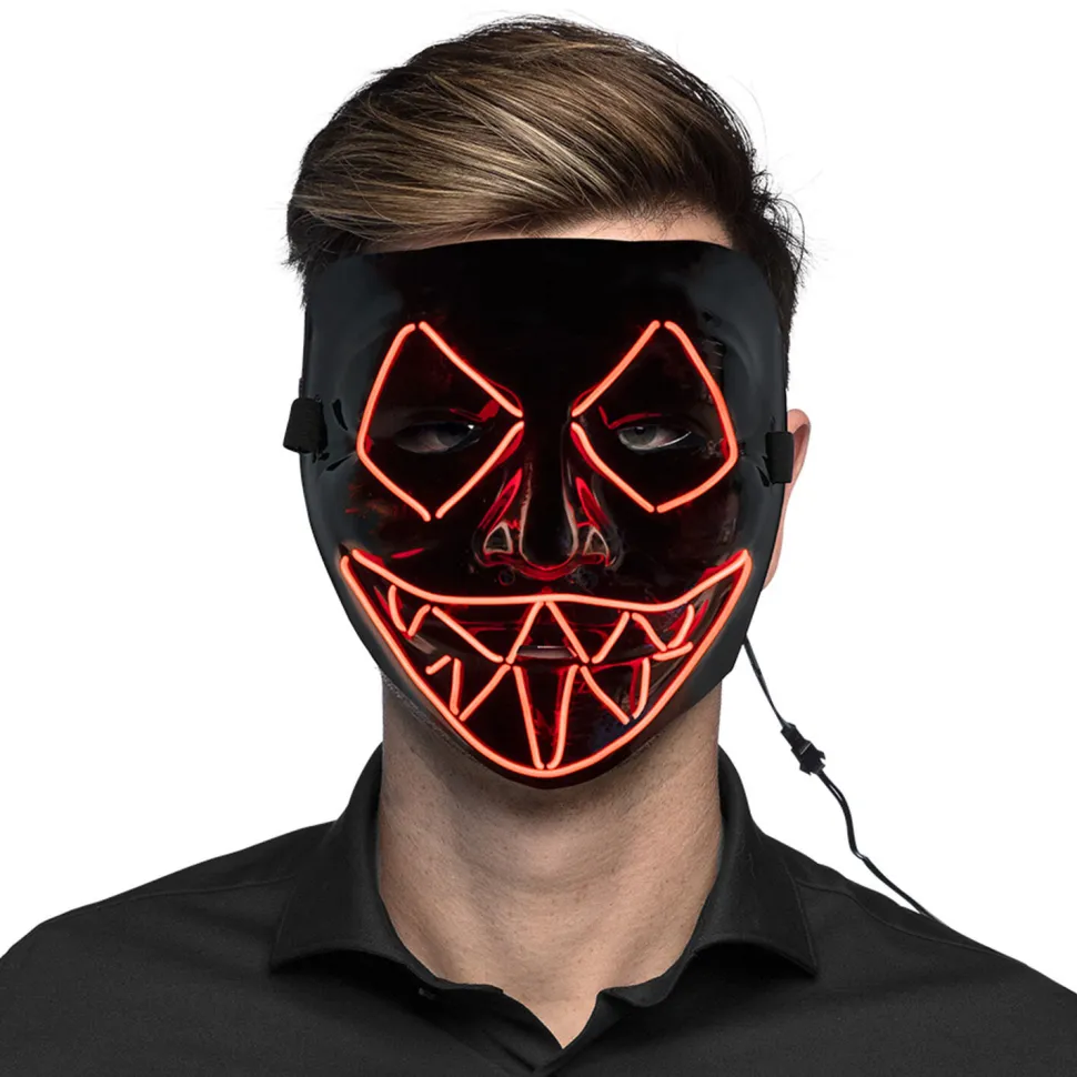 NEU Halloween-Maske Killer-Smile rot, mit LED-Beleuchtung