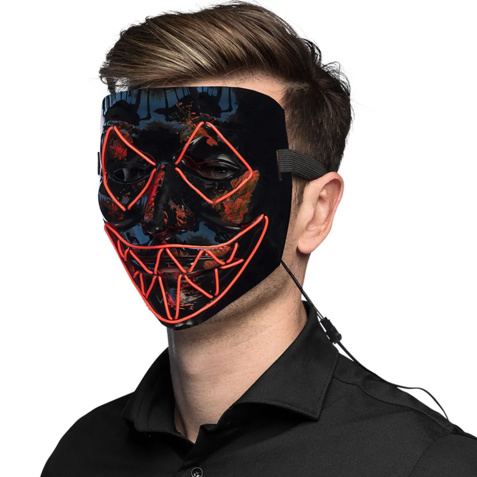 NEU Halloween-Maske Killer-Smile rot, mit LED-Beleuchtung