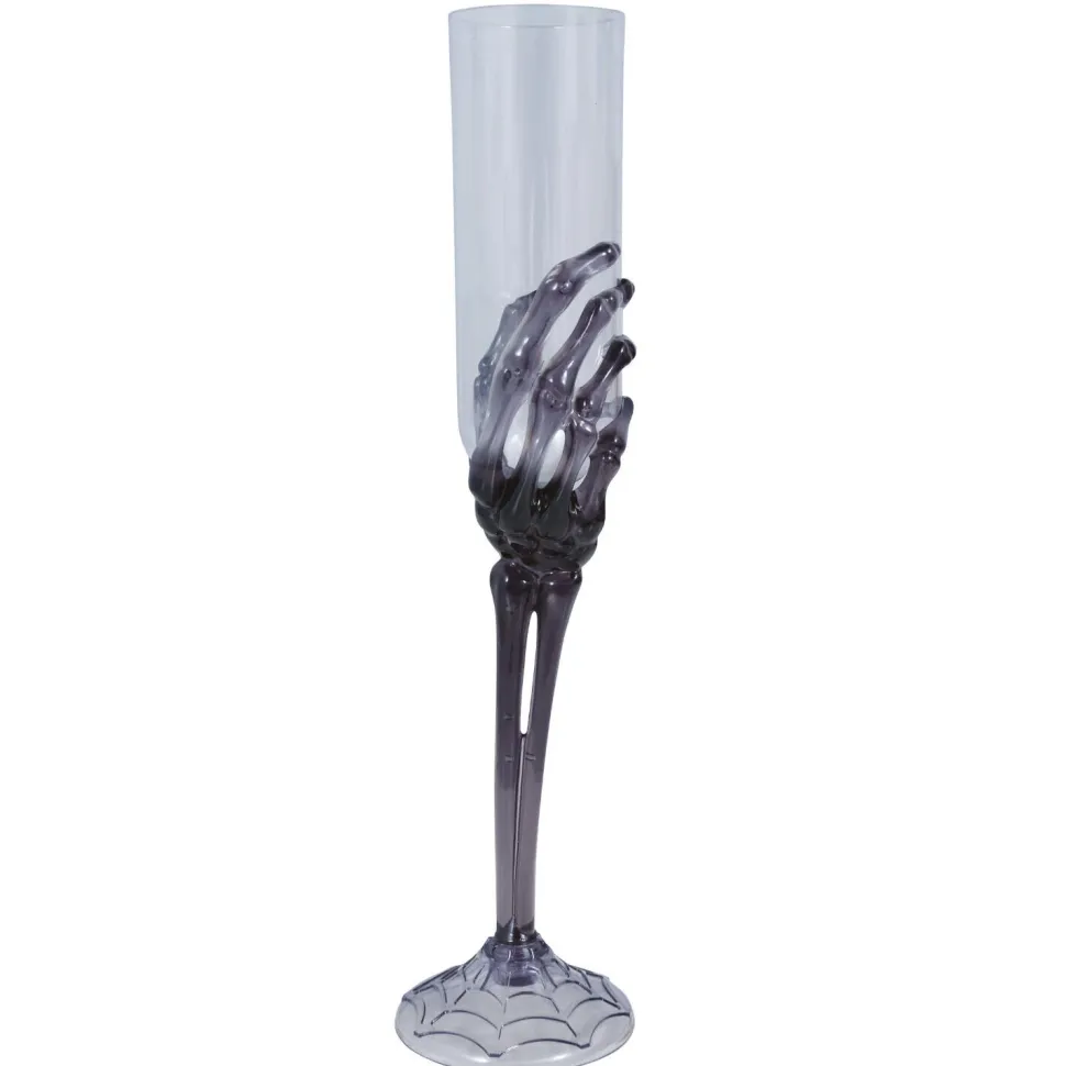 NEU Halloween Sektglas Skelett-Hand, transparent, ca. 25cm
