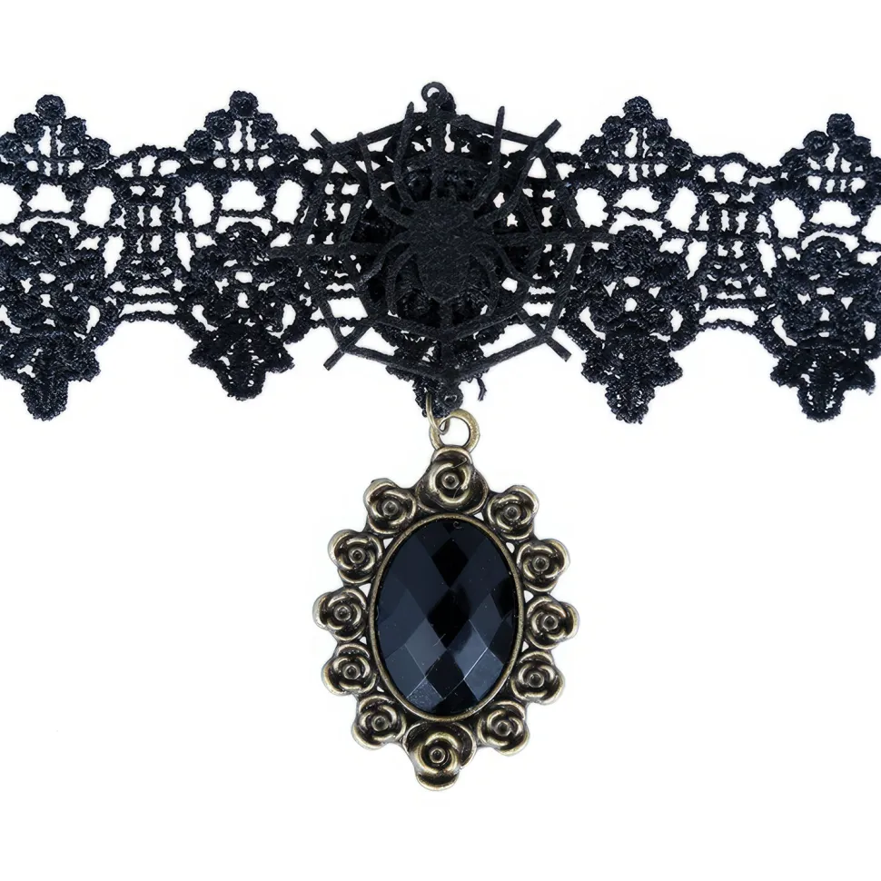 NEU Halsband / Choker Halloween, mit schwarzem Stein