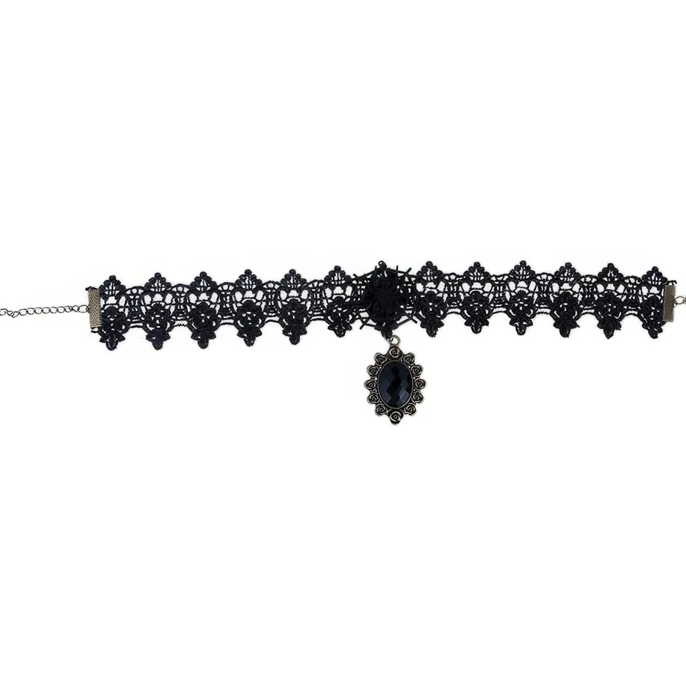 NEU Halsband / Choker Halloween, mit schwarzem Stein