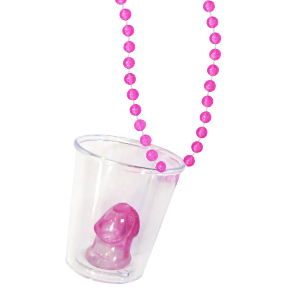 NEU Halskette aus Perlen mit Willy-Shotglas für JGA / Junggesellen-gesellinnen-Abschied