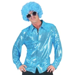 NEU Herren-Kostüm Disco Hemd Blau, Größe 48-50
