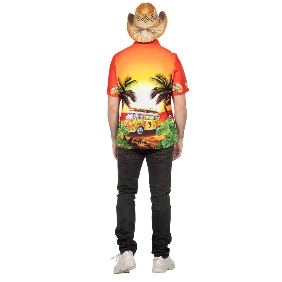 NEU Herren-Kostüm Hawaii-Hemd Hippie-Van, bunt, Gr. S