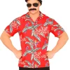 NEU Herren-Kostüm Hawaii-Hemd, rot mit Papageien, Gr. M