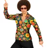 NEU Herren-Kostüm Hippie-Hemd Bunte Blumen, Gr. S-M