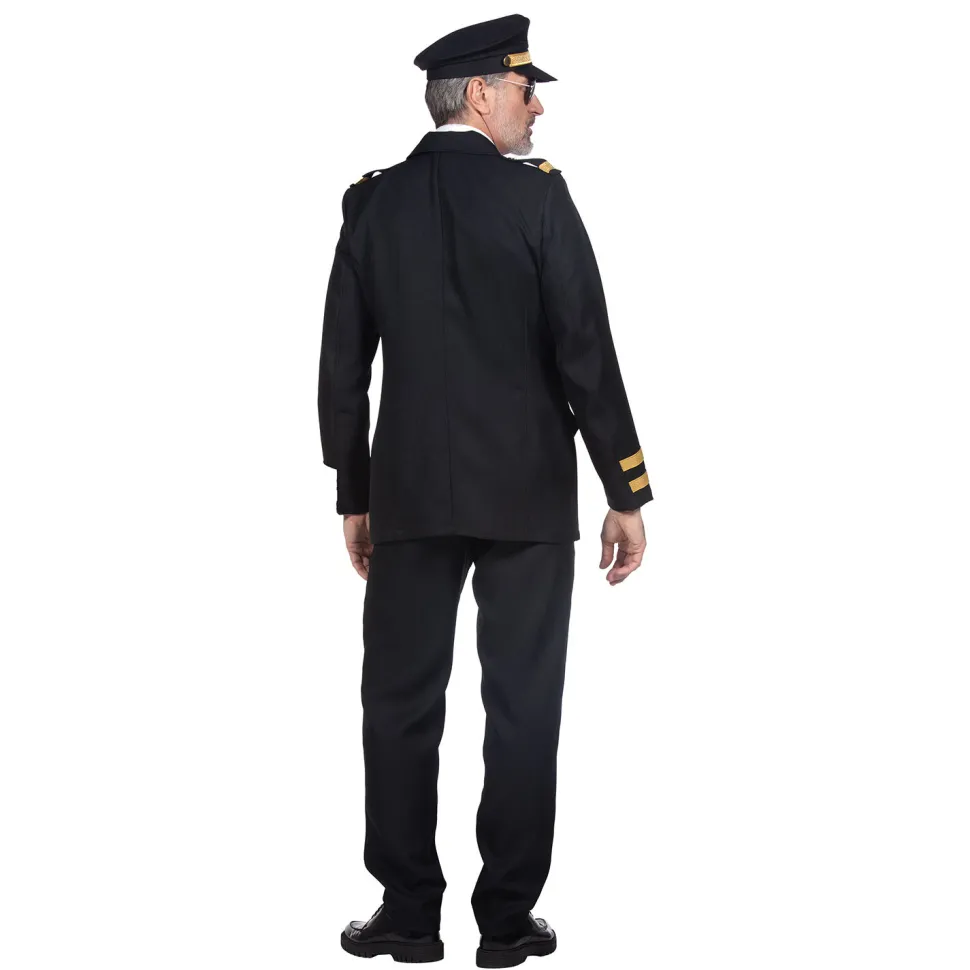 NEU Herren-Kostüm Luxus-Pilot, mit Jacke und Hose, schwarz, Gr. S