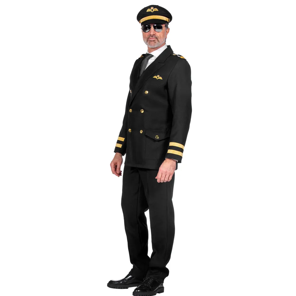 NEU Herren-Kostüm Luxus-Pilot, mit Jacke und Hose, schwarz, Gr. S