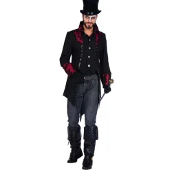 NEU Herren-Kostüm Luxus-Vampir-Mantel, schwarz-rot, Gr. S