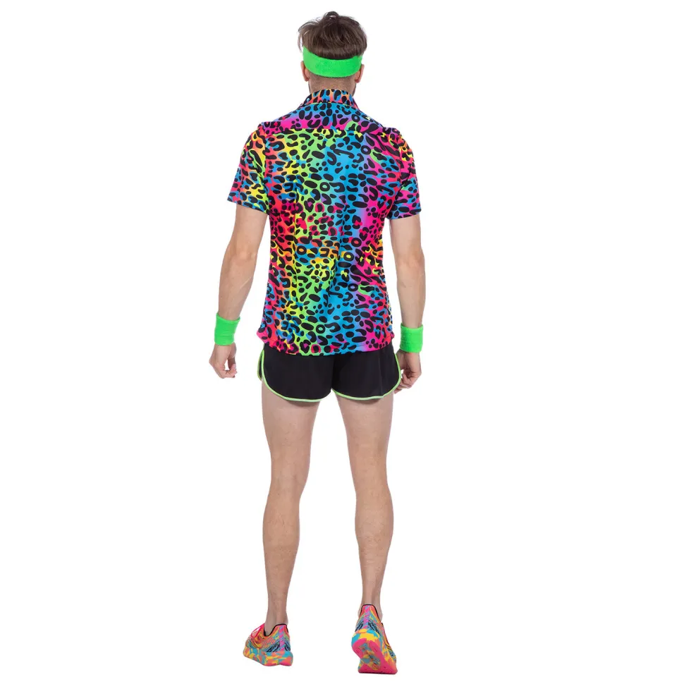 NEU Herren-Kostüm Neon-Hemd Leopard, neon-bunt, Gr. S