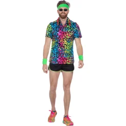 NEU Herren-Kostüm Neon-Hemd Leopard, neon-bunt, Gr. S