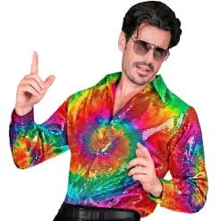 NEU Herren-Kostüm Pailletten-Hemd Batik-Style, Gr. S-M