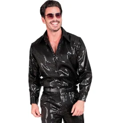 NEU Herren-Kostüm Pailletten-Hemd schwarz, Gr. S-M