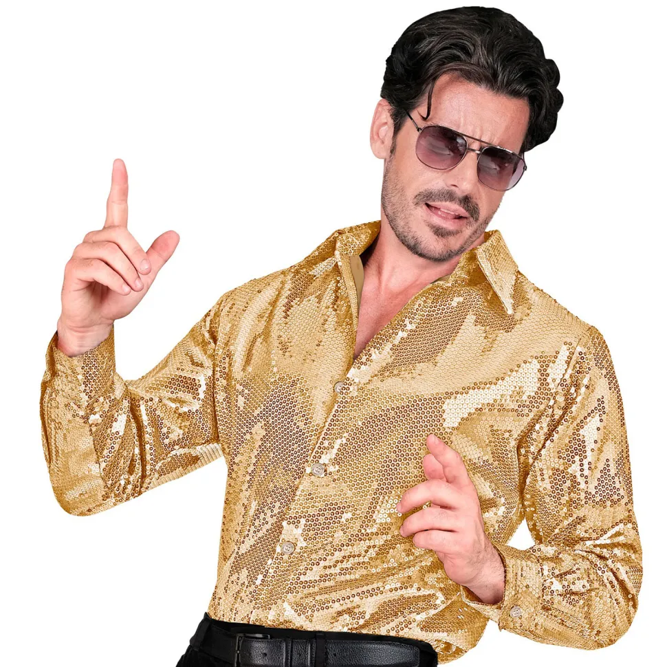 NEU Herren-Kostüm Pailletten-Hemd gold, Gr. S-M