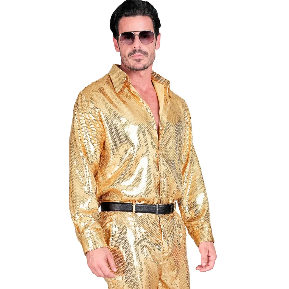 NEU Herren-Kostüm Pailletten-Hemd gold, Gr. S-M