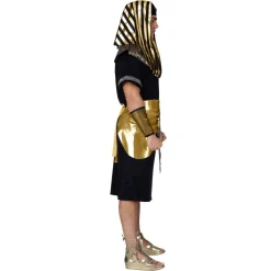 NEU Herren-Kostüm Pharao / Ägypter, schwarz mit Gürtel, Kragen und Kopfbedeckung, Gr. S