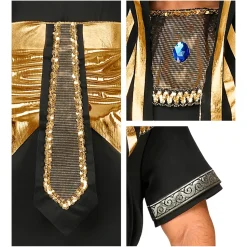 NEU Herren-Kostüm Pharao / Ägypter, schwarz mit Gürtel, Kragen und Kopfbedeckung, Gr. S