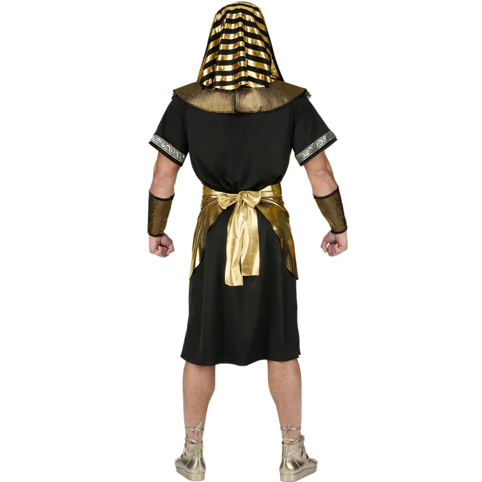 NEU Herren-Kostüm Pharao / Ägypter, schwarz mit Gürtel, Kragen und Kopfbedeckung, Gr. S