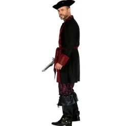 NEU Herren-Kostüm Pirat, burgund-schwarz, Gr. S