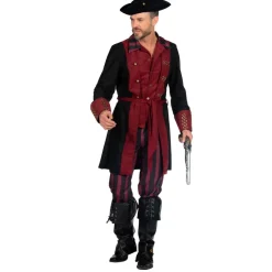 NEU Herren-Kostüm Pirat, burgund-schwarz, Gr. S