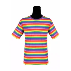NEU Herren-Kostüm Ringelshirt kurzarm, regenbogenfarben, bunt, Größe: XS