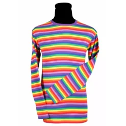 NEU Herren-Kostüm Ringelshirt langarm, regenbogenfarben, bunt, Größe: XS