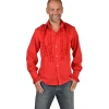 NEU Herren-Kostüm Rüschenhemd Silky, rot, Gr. S