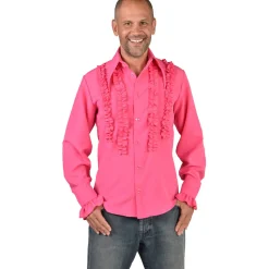 NEU Herren-Kostüm Rüschenhemd Silky, pink, Gr. S