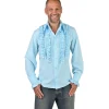 NEU Herren-Kostüm Rüschenhemd Silky, hellblau, Gr. S