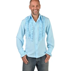 NEU Herren-Kostüm Rüschenhemd Silky, hellblau, Gr. S
