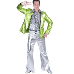 NEU Herren-Kostüm Schlaghose Disco-Fever silber, Gr. 48-50