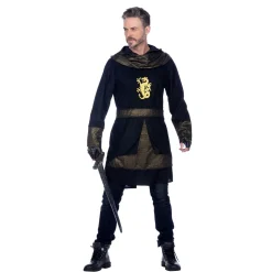 NEU Herren-Kostüm Schwarzer Ritter, Oberteil mit Kapuze, Gr. S